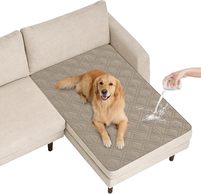 100% Waterproof Dog Bed Cover Pet Blanket(42"x50"),7-Layer Reversible Washable Sofa Couch for Furniture Car (Khaki+Khaki) by Unknown