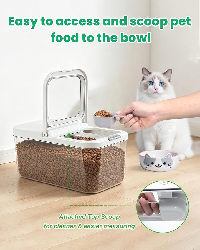 TBMax Pet Dog Cat Food Storage Container 6 Lbs with Airtight Flip-up Lid | One-press Open Lid for Easy Access & Scoop, Airtight Bin Ideal for Pet Food Treat, Small Animal Food Storage, Space-Saving - Image 3