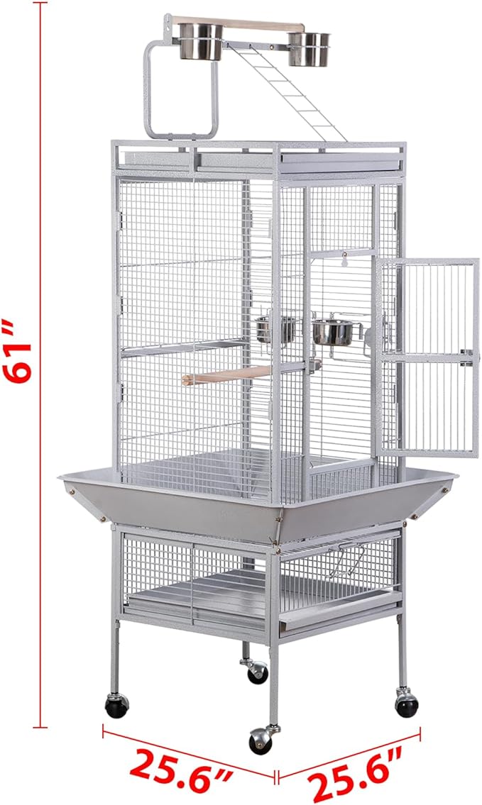 Nova Microdermabrasion 61 Inches Large Bird Cage Play Top Parrot Cockatiel Parakeet Chinchilla Macaw Cockatoo Cage W/Stand Perch Pet Supplies, White - Image 6