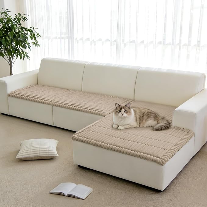 Fuzzy Pet Couch Covers for Dogs Washable, Thick Couch Covers for 2 Cushion Sofa Pet Friendly, Non Slip Plush Dog Couch Cover for for Sectional, Loveseat (Brown, 27.6" x 27.6") - Image 8