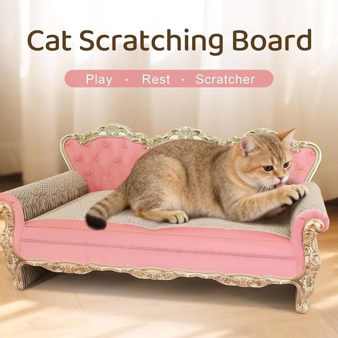 SONGWAY Cardboard Cat Scratcher Bed - Couch Shaped Cat Scratching Board, Cute Lounge Bed Scratching Pad for Indoor Cats Resting Playing - Image 3