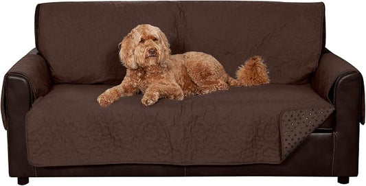 Furhaven Waterproof & Non-Slip Sofa/Couch Cover Protector for Dogs, Cats, & Children - Quilted Paw Print Living Room Furniture Cover - Espresso, Sofa by FurHaven