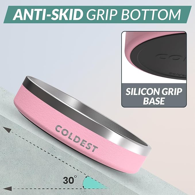 Coldest Dog Bowl - Anti Rust Metal, Non Slip, 3 Layers Insulated Stainless Steel Dog Bowls - Spill Proof & Heavy Duty - Water Bowl for Dogs, Cats & Pets, Dish Washer Safe (21 oz,Cotton Candy Pink) - Image 2