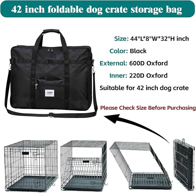 Dog Crate Storage Bag, 42 Inch Heavy Duty Waterproof Travel Bag with Handles for Foldable Wire Crates & Pet Supplies - Image 2
