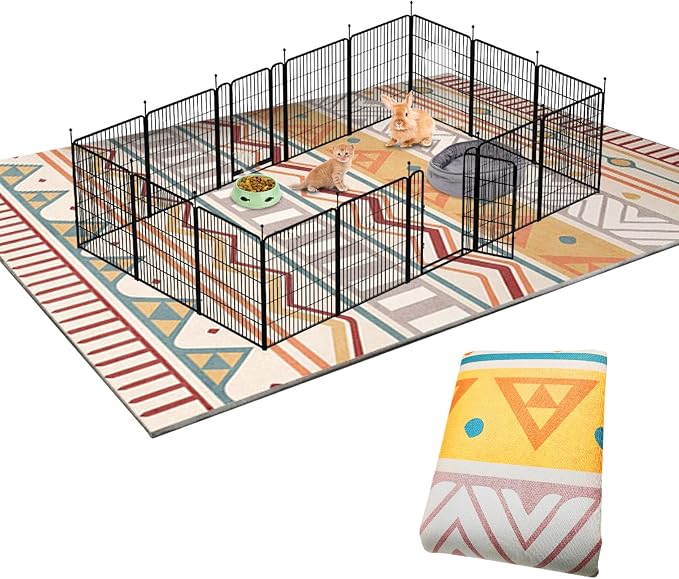 BNOSDM 79" X 55" Large Bunny Cage Liner Washable Pads for Rabbit Reusable Floor Mat for Rabbits Anti Slip Rug for Bunnies Pet Carpet for Chinchillas Cats Guinea Pigs Ferrets Dogs by BNOSDM