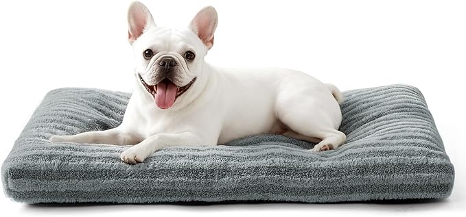 FURTIME Washable Small Dog Bed, Deluxe Dog Crate Beds | Comfy Fluffy Kennel Pad Anti-Slip Pet Sleeping Mat for Puppy/Cat, Machine Washable Dogs Pillow, 23"x18"x3", Gray by FURTIME