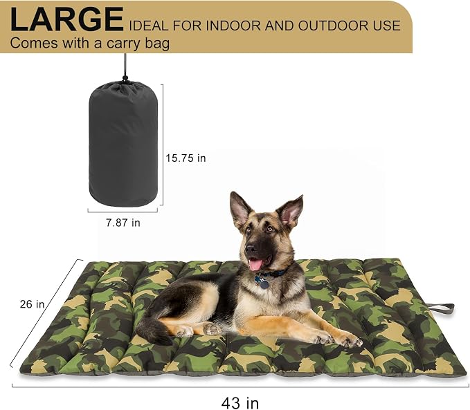 BINGPET Outdoor Travel Dog Bed for Large/Medium Dogs,Portable Waterproof Camping Mat with Carry Bag,Foldable Outside Bed,Machine Washable Indoor Pet Mat for Small,Medium and Large Dogs 26"x43" - Image 6