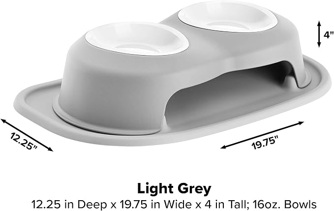 WeatherTech Double High Pet Feeding System w/Plastic Dog/Cat Bowls - 4" High Stand Light Grey (PDHC1604LGLG) - Image 5