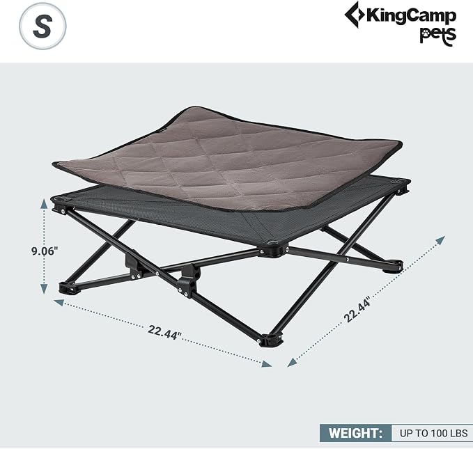 KingCamp Cooling Elevated Dog Bed for Small Dogs, Raised Puppy Bed Dog Cot Fits Up to 100 Lbs, Portable Folding Couch with Durable Teslin Washable Mesh, Outdoor Camping Pet Bed, Black - Image 2