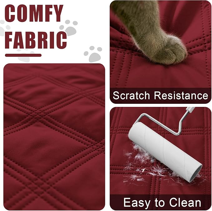 Smiry Waterproof Dog Bed Cover, Reversible Pet Blanket for Sofa Couch | Soft Washable Dog Blanket, Leakproof Couch Cover for Dogs Cats & Furniture Protection, 52x82, Wine Red/Beige - Image 4