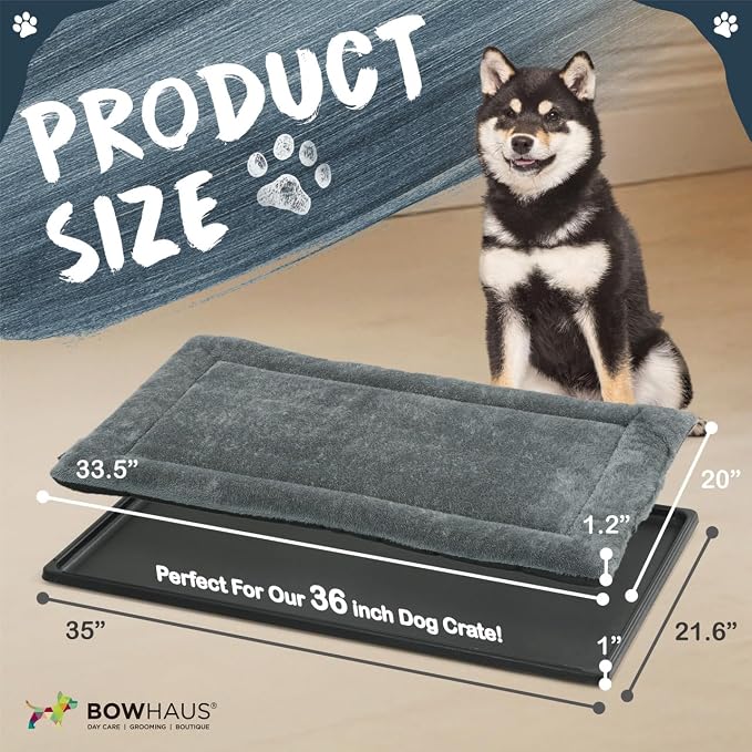 BOWHAUS Machine-Washable Dog Bed Pad & Tray for 36-Inch Kennel, Non-Slip Flat Cozy Sleeping Mat & Easy-Clean Plastic Replacement Crate Pan, Comfortable & Durable for Dogs, Rabbits, Cats, Various Pets - Image 2