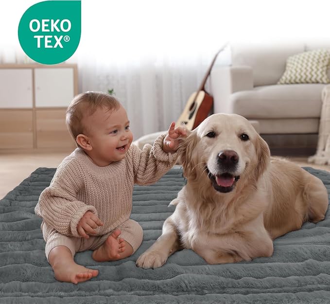 Waterproof Pet Blanket for Large Dogs & Cats - Reversible Calming Plush, Washable Furniture Cover for Couch, Bed, Car Seat, Blocks Leaks, Stains & Pet Fur (Grey, 60"x80") - Image 3