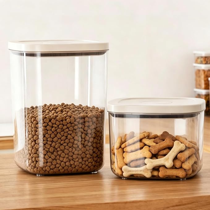 TBMax Dog Cat Food Storage Container 10 Lbs, Stackable Pet Food Dog Treat Container with Pop Up Lids, Airtight Food Storage Bin for Kitchen Organization - Image 3