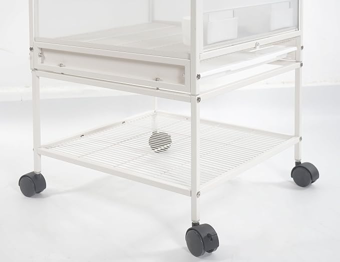 Stackable Breeding Bird Cage with Splash-Proof Baffle, Rolling Stand with Wheels, for Aviaries, Canaries, Cockatiels, Lovebirds, Finches, Budgies, Small Parrots, White. (1F) - Image 8