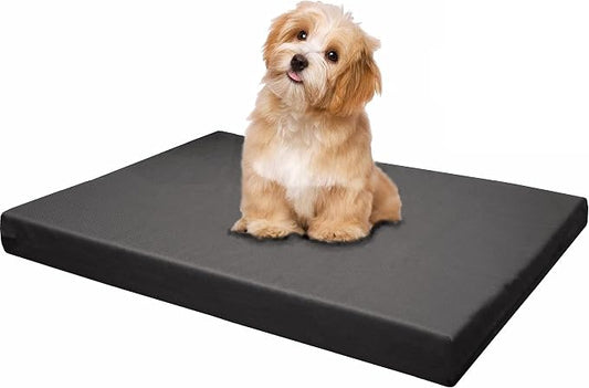 Dogbed4less Memory Foam Platform Dog Bed, Crate Mattress for Orthopedic Joint Relief with Waterproof Removable Cover Medium Large 34X27X3 Space Gray by Dogbed4less
