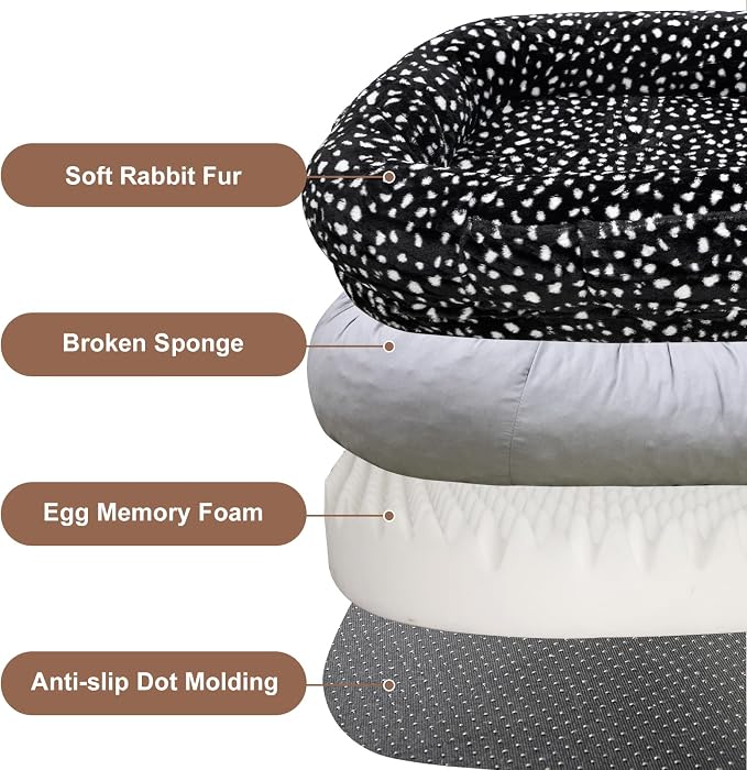 Human Dog Bed for Adult,Large Dog Bed 70"x38"x10" | Orthopedic Washable XL Dog Bed with Memory Foam (Black White) - Image 5