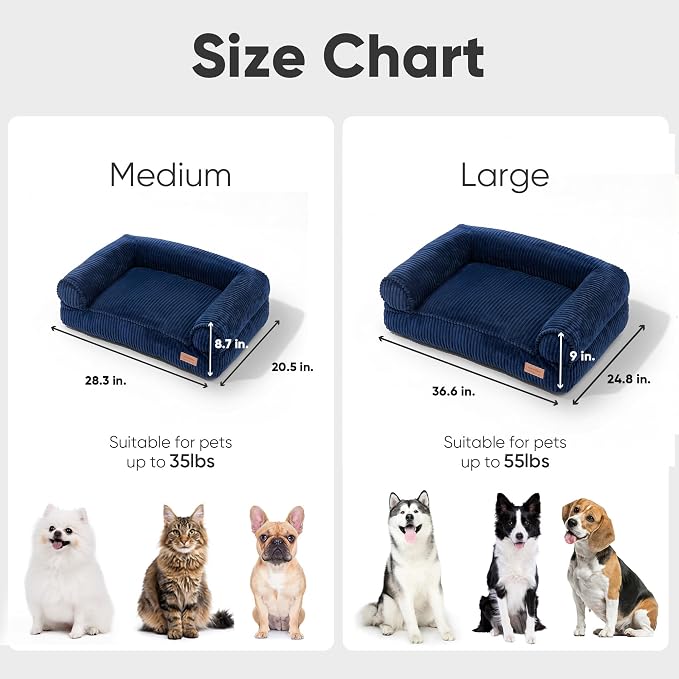 FUKUMARU Cute Dog Bed, Thickened Orthopedic Dog Sofa, Waterproof&Washable | 36" Corduroy Dog Couch with 4" Extra-Thick Egg-Crate Foam, Large Pet Bed for Medium to Large Dogs - Image 6