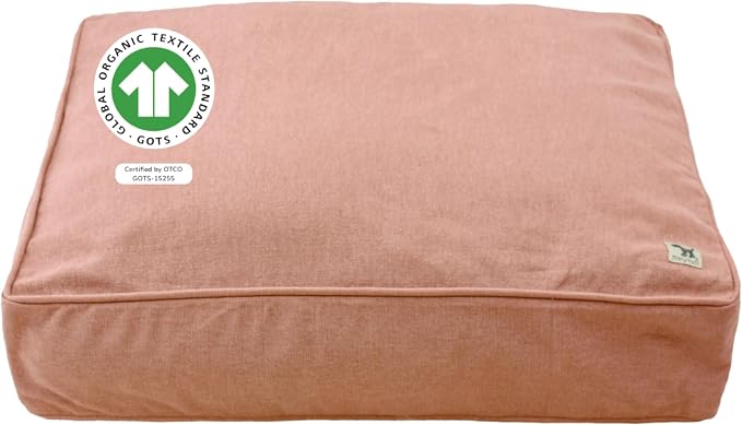 Molly Mutt Kyoto Dog Bed Duvet Cover, GOTS-Certified 100% Cotton Canvas Cover for Dog, Puppy, or Cat Bed, Durable, Washable, and Free of Harmful Chemicals, Medium/Large, 27"x36"x5", Dusty Pink by MollyMutt