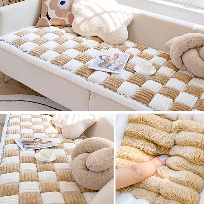 LiveGo Couch Cover for Dogs Washable, Sofa Cover Protector, Couch Covers for 3 Cushion Couch Sofa Pet Friendly, Soft, Non Slip (Light Coffee, 45x45 cm/17.7x17.7 in) - Image 8