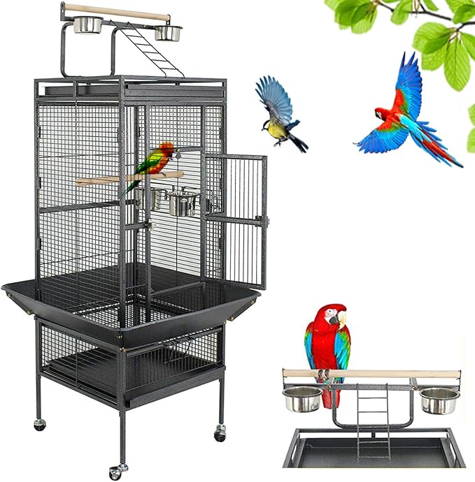 Nova Microdermabrasion 61 Inches Large Bird Cage Play Top Parrot Cockatiel Parakeet Chinchilla Macaw Cockatoo Cage W/Stand Perch Pet Supplies by NovaMicrodermabrasion