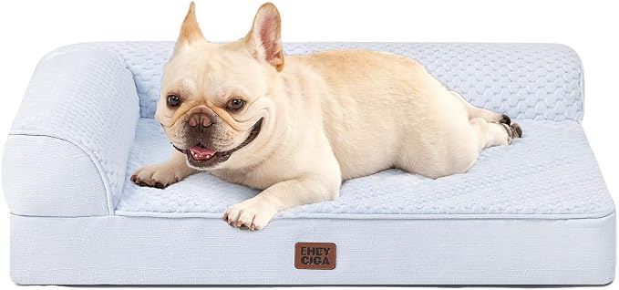 EHEYCIGA Orthopedic Dog Bed Medium Size Dogs, Memory Foam Dog Bed with Washable Removable Cover, Waterproof Pet Sofa Couch for Crate with Nonskid Bottom, 30x20x6, Washblue by EHEYCIGA