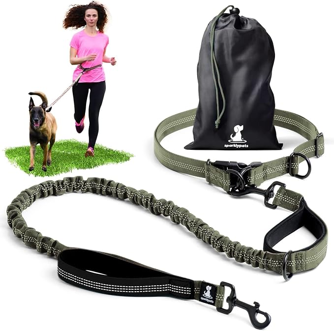 SparklyPets - Hands Free Dog Leash with Reflective Stitches - Waist Leash for Medium & Large Dogs Walking, Hiking, Training, Jogging, Canicross, Running by SparklyPets