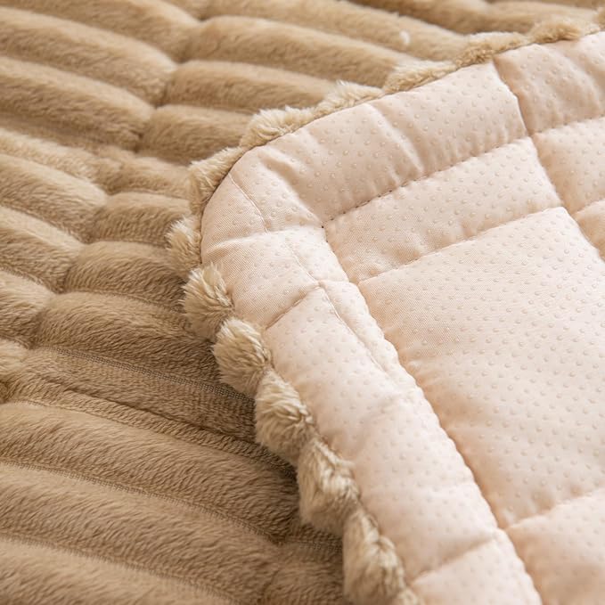 vctops Striped Couch Cover Super Soft Corduroy Sectional Sofa Cover Washable Non Slip Sofa Slipcover Furniture Protector for Kid Dog Pet,1 Piece (Coffee,35"x70") - Image 6
