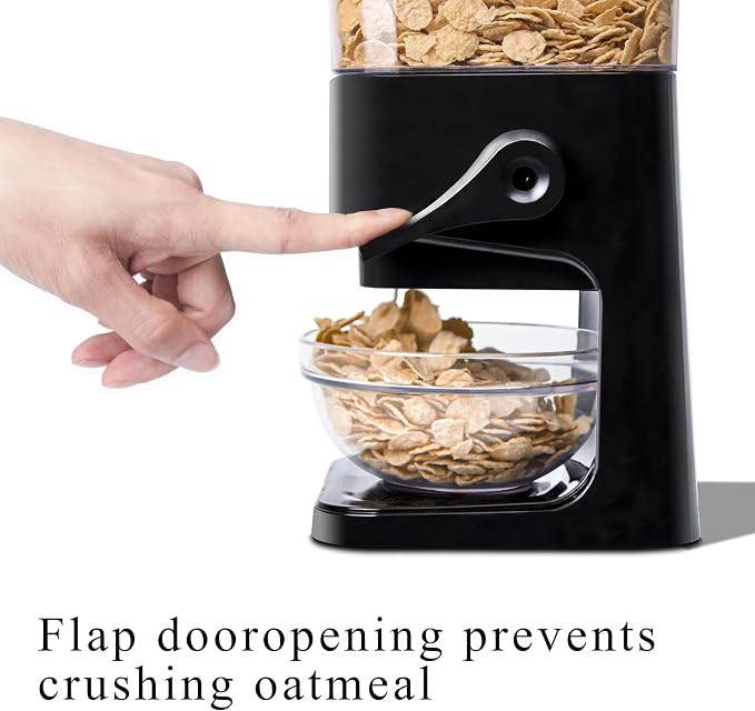 Cereal Dispenser Countertop, 5L Kitchen Organization Cereal Containers Storage, Desktop Candy Dispenser Plastic Cereal Dispenser, Snack Containers Can Hold Granola, Dry Food, Grain (Black, 3Pc) - Image 5