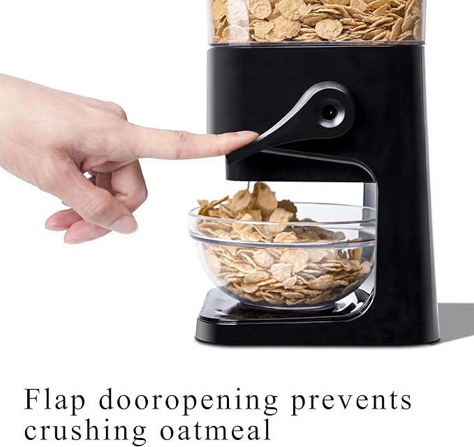 Cereal Dispenser Countertop, 5L Kitchen Organization Cereal Containers Storage, Desktop Candy Dispenser Plastic Cereal Dispenser, Snack Containers Can Hold Granola, Dry Food, nut, Grain (Black, 2Pc) - Image 3