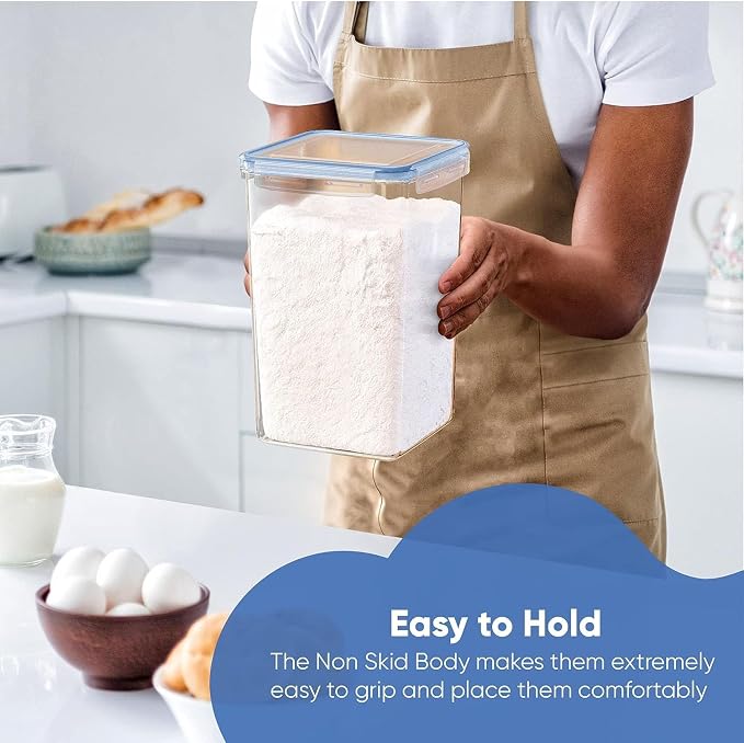 Chef's Path Extra Large Airtight Food Storage Containers with Blue Lid Color, Pack of 6, Kitchen and Pantry Canisters for Flour, Sugar, and Baking Supplies, Includes Measuring Spoons, Labels, and Pen - Image 4