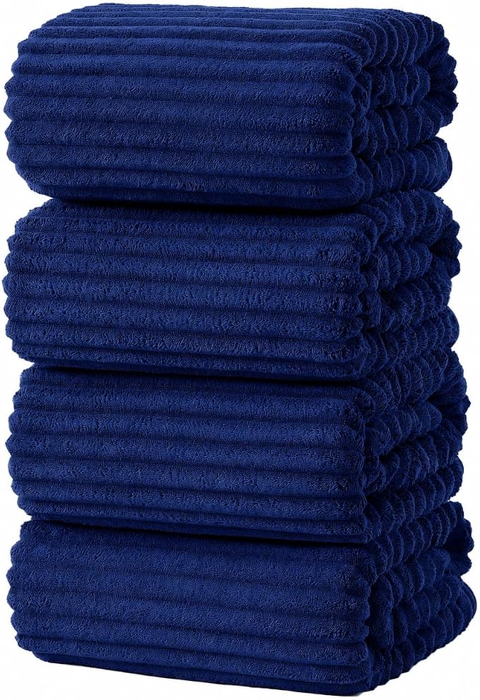4 Piece Bath Towels, 30"x60" Microfiber Towels Set, Navy Blue | Large Bathroom Towels, Soft Touch, Highly Absorbent, Quick Dry, Lint Free, Long-Lasting, Family Use, Guest Bath & Daily Use by NALIVO