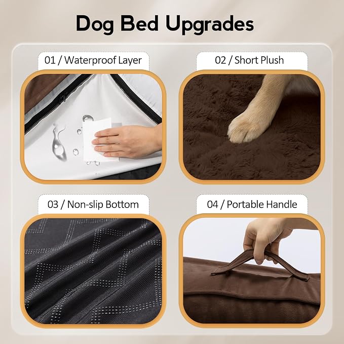 MEKIY Orthopedic Waterproof Dog Bed with Sides for Large Sizes Dogs | Egg Crate Foam, Waterproof Liner, Anti-Slip Bottom, Space-Saving, Perfect for Corners and Sofa Edges, 38 x 38 Inch - Image 5