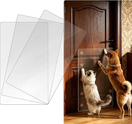 KEBE Door Scratch Protector, Large 36" x 24" & 0.8mm Thick Heavy Duty Anti-Scratch Shield, Clear Door Guard with Strong Removable Adhesive, Easy-to-Install Dog Cat Scratch Guard for Indoors Outdoors by KEBE