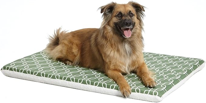 MidWest Homes for Pets Quiet Time Teflon Defender Dog Beds; Pet Beds Designed to Fit Folding Metal Dog Crates, Green & White Geometric Pattern, 36-Inch by MidWestHomesForPets