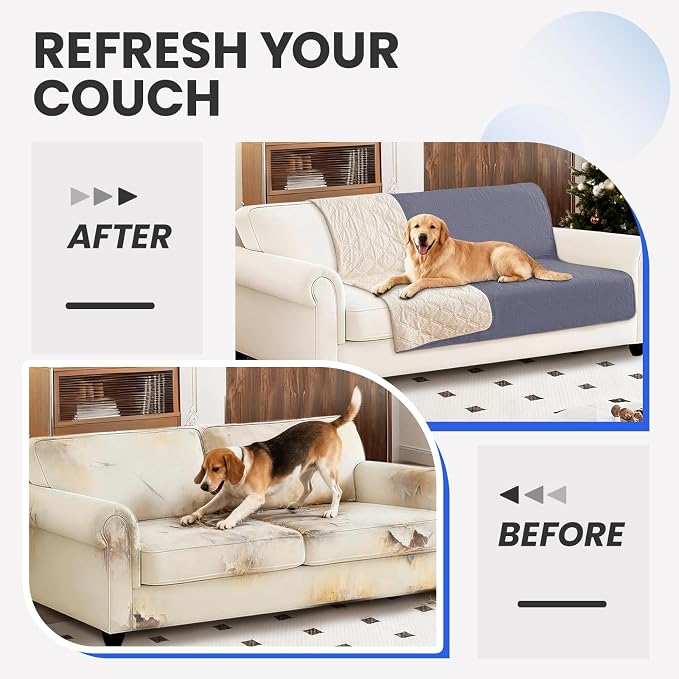 Waterproof Couch Covers for Pets, Waterproof Dog Bed Cover, Anti-Slip Soft Dog Blankets, Couch Cover for Dogs Washable, Pet Blanket for Puppy Large Dogs Cat (82x102 Inch, Grey Blue) - Image 7