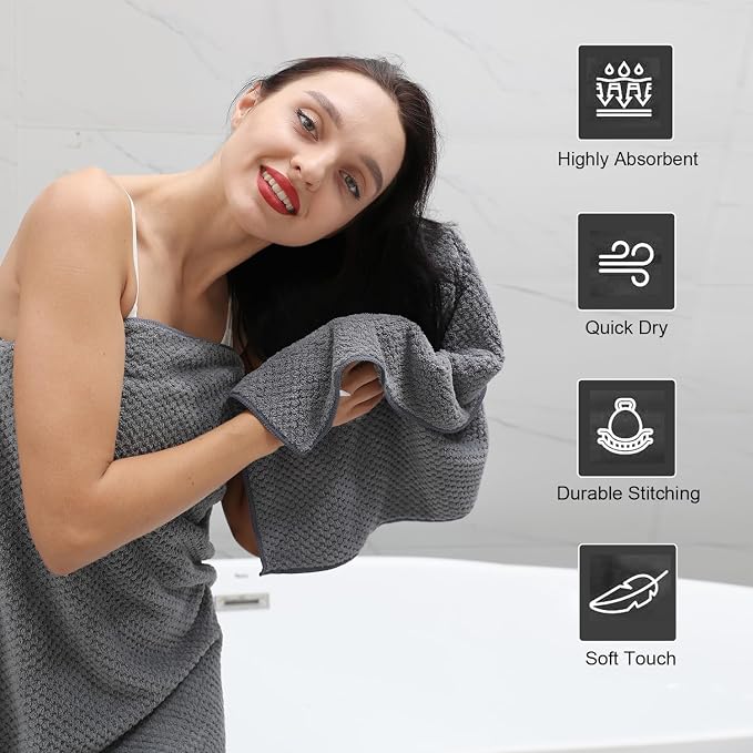 Hand Towels Set 2 Pack-16“x31”,Ultra Soft Microfibers Bathroom Towel Set Highly Absorbent Quick Dry Luxury Premium Towel Lightweight Durable Hand Towel Collection for Hotel Spa Gym Kitchen,Grey - Image 7