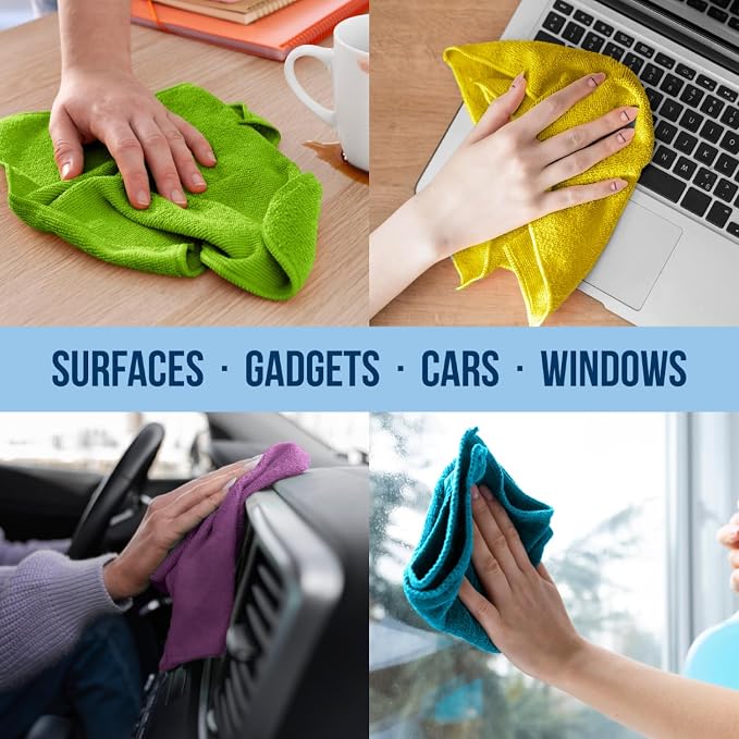 GREEN LIFESTYLE Microfiber Cleaning Cloth 11.5" x 11.5" 50 Pack - Edgeless Microfiber Towels for Cars, Cleaning Rags, Lint Free Car Microfiber Towel, Reusable Cleaning Cloths (Multicolor) - Image 5