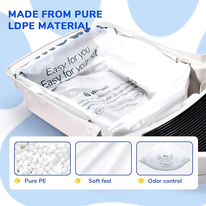 Litter Box Liner Bag Compatible with Cat litter Box 3 and 4, 60 Pack - Extra Thick Waste Bags for Self-Cleaning Pet Kitty Litter Box Drawer Liners, 9-11 Gallons Home/Kitchen Trash Bags - Image 6