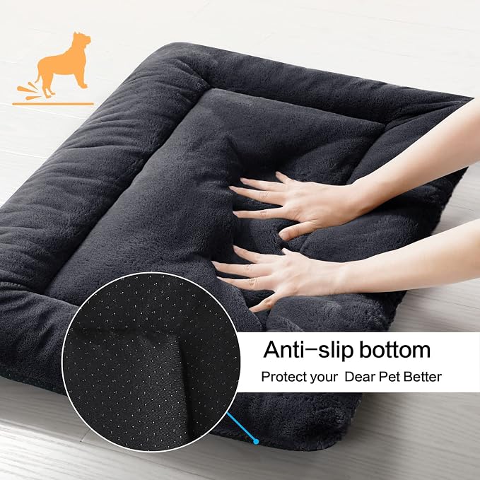 Dog Crate Pad Washable Dog Bed for Crate Small Cozy Mat 24-Inch Dark Gray | Ultra Soft Kennel Pad,Anti-Slip Bottom,Fits for Most Metal Crates,Comfortable Sleeping Pet Mat - Image 6