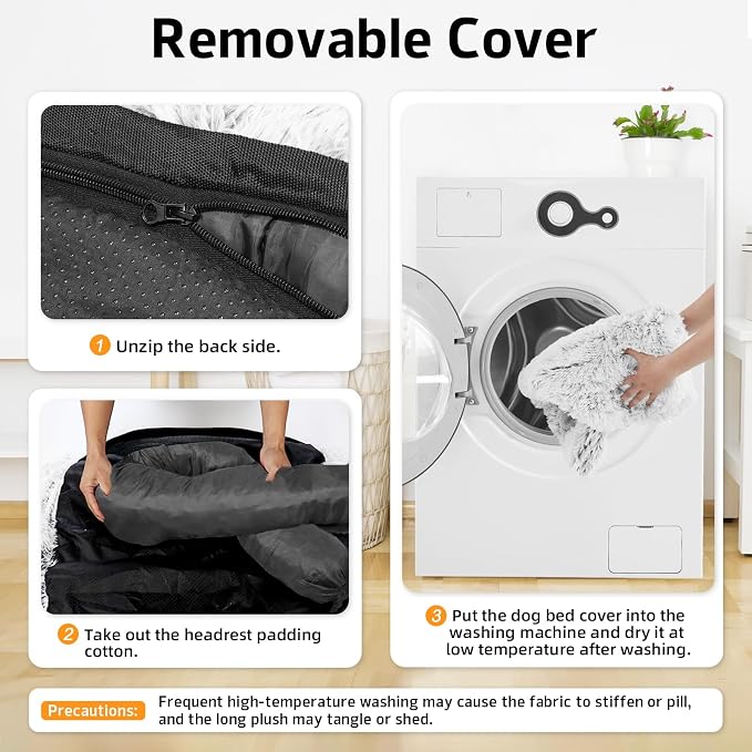 Calming Dog Bed Fluffy Plush Dog Mat for Furniture Protector with Removable Washable Cover for Large Medium Small Dogs and Cats (XS (31"x23.5"x5"), Light Grey) - Image 4
