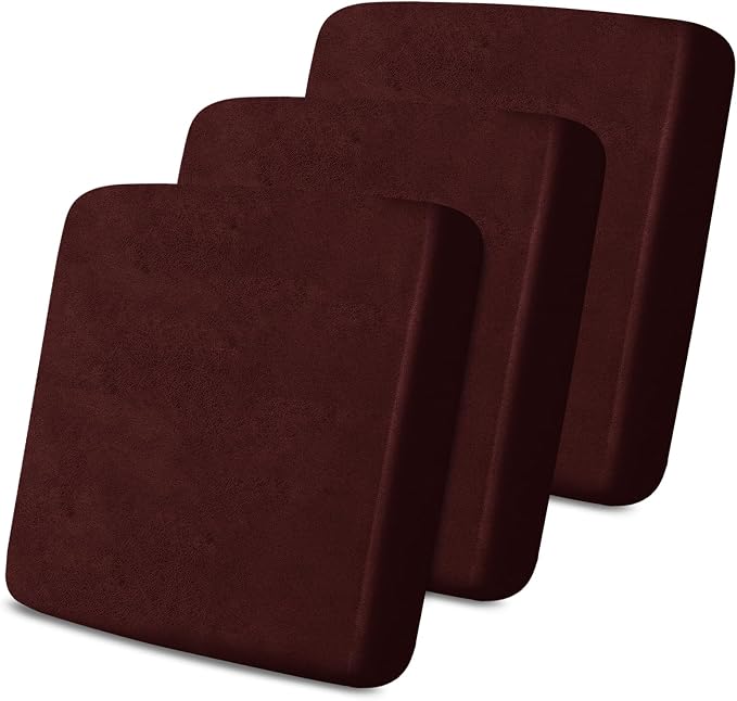 molasofa Leather Look Couch Cushion Covers, Stretch Sofa Cushion Covers for Sectional Armchair Loveseat Protector,Replacement Seat Cushion Slipcovers, Machine Washable (3 Cushion Sofa, Red) by Molasofa