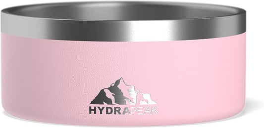 Hydrapeak Dog Bowl; Non Slip Stainless Steel; Water and Food Dish; Large Sized and Small Dogs; 32oz 64oz; Multiple Sizes; 4 Cup | Pink by HYDRAPEAK