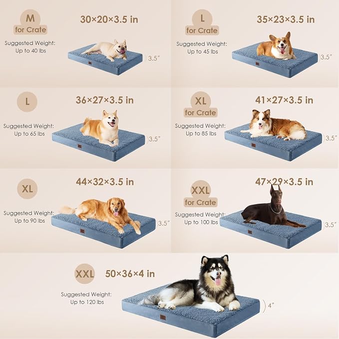 EHEYCIGA Orthopedic Dog Bed Extra Large with Removable Washable Cover, 47IN | Egg Crate Foam Support, Durable Oxford fabric, Non-Slip Bottom, Machine Washable, Soft Waterproof Plush Pet Bed Mat For Crate - Image 2