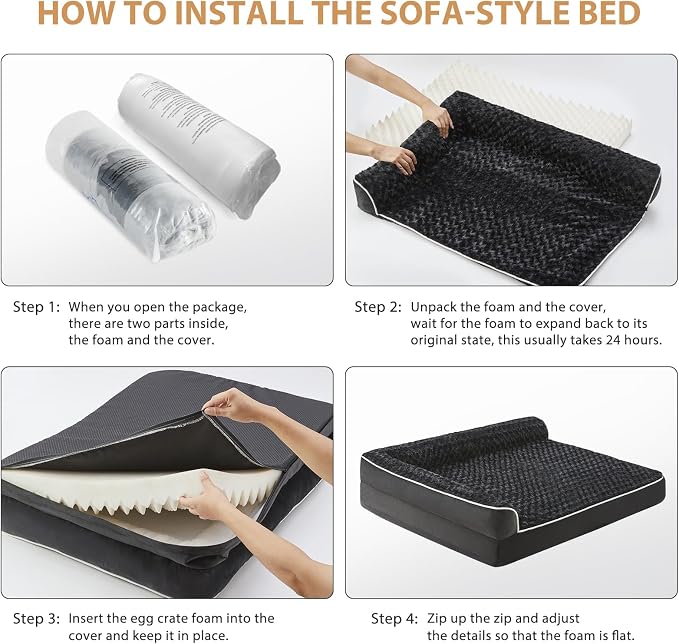 BFPETHOME Orthopedic XXL Dog Beds Large Sized Dog, Washable Couch Bed | Removable Cover, Waterproof Lining, Non-Slip Bottom, Large Pet Sofa with Sides for Big & Senior Dogs, Cozy Sleeping Bed - Image 5