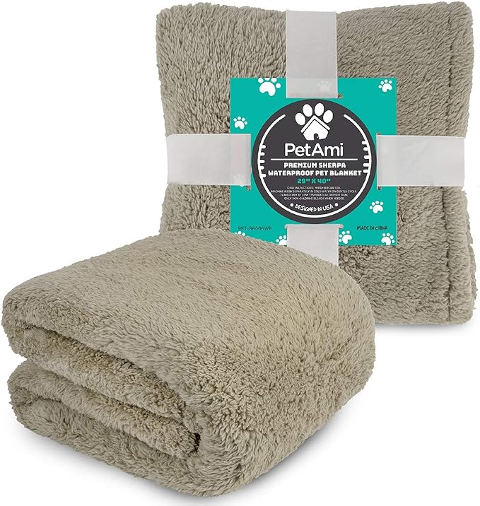 PetAmi Fluffy Waterproof Dog Blanket for Couch and Bed, Reversible Sherpa Pet Throw, Pee Proof Furniture Protector Sofa Cover, Washable Cat Blanket for Small Medium Dogs and Cats (Taupe Camel, 29x40) - Image 8