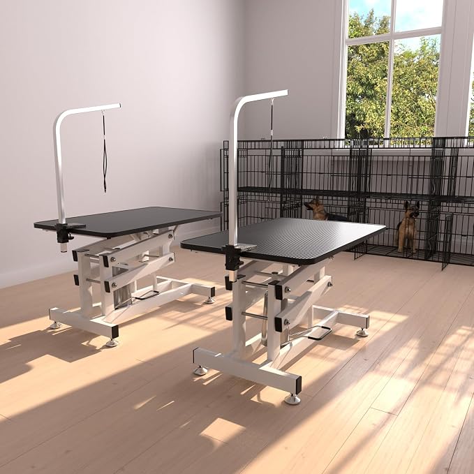 Hydraulic Dog Pet Grooming Table, 42 Inch Heavy Duty Professional Pet Grooming Station 21'' -36'' Height Adjustable for Small Medium Large Dog at Home with Clamps and Grooming Noose, Black - Image 9