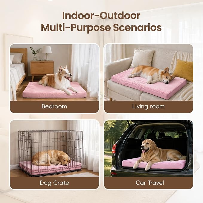NUPIDA Waterproof Medium Dog Bed for Crate with Washable Cover, 29x18, Pink | TPU Waterproof Layer, Easy Clean Cover, Soft Plush Surface, Durable Oxford fabric, Non-Slip Bottom, For Medium Breeds ≤30lbs - Image 7