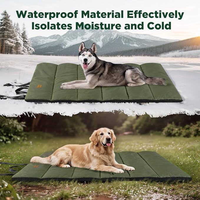 Gimars Upgraded Thickened Travel Dog Bed with Waterproof Film, Easy to Roll Up with Buckle, Large Outdoor Pet Bed for Medium & Large Dog, Portable, Washable Bed Mat for Camping,Traveling - Image 6