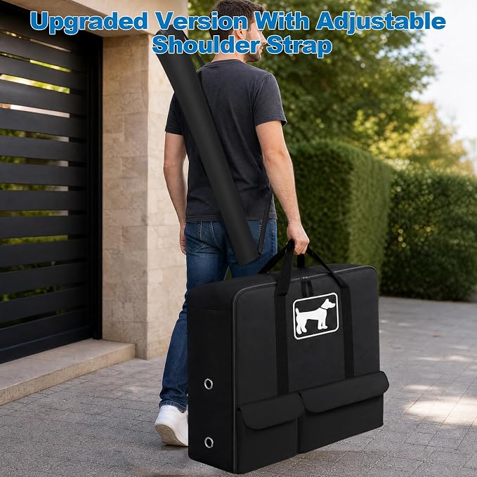 SIRUITON 600D Dog Playpen Storage Bag,Fits 2Pcs 24" H 8 Panels &9 Stakes | Suitable for Foldable Exercise Pet Playpen, Dog Fence Travel Bag with Reinforced Double Handles - Image 7