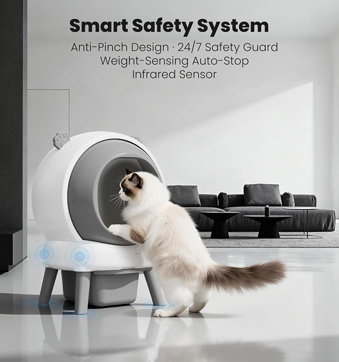 Self Cleaning Litter Box for Multiple Cats, 15L Large Automatic Litter Box with Smart APP Control, 35dB Ultra-Quiet Self-Cleaning Cat Litter Box, Dual Safety Infrared Sensors, Smell-Free, Gray-A - Image 4